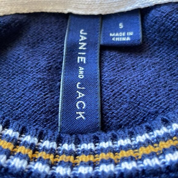 Janie and Jack Bulldog Puppy Sweater Connor Navy Intarsia-Knit Size 5 - Picture 4 of 8